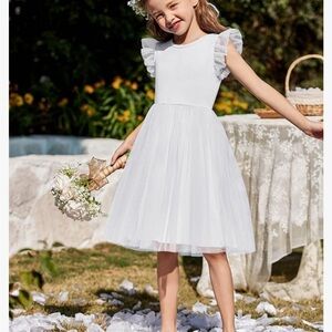 🩵NWT Amazon White Sleeveless Ruffled Dress